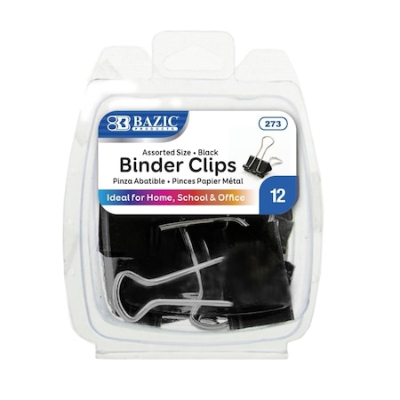Bazic Products Assorted Size Black Binder Clip, 288PK 273